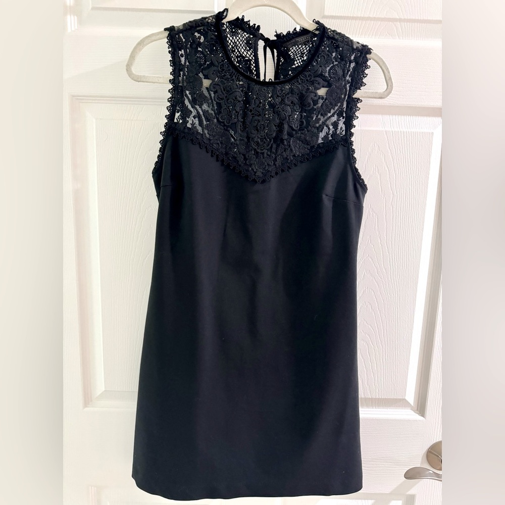 Zara Trafaluc Mini Black Crochet Neck Dress